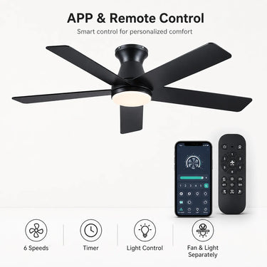 quiet DC motor ceiling fan with quite dc motor app and remote control