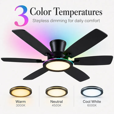 Dimmable LED light with 3 color temperatures on Kviflon 8246 RGB ceiling fan