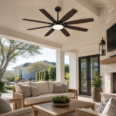 Kviflon 8889 72 inch industrial ceiling fan with light installed in a large patio