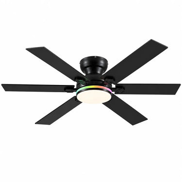Kviflon 8900 RGB low profile ceiling fan with light in black finish