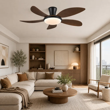 Kviflon 8907 standard LED flush mount ceiling fan with light installed in a bedroom