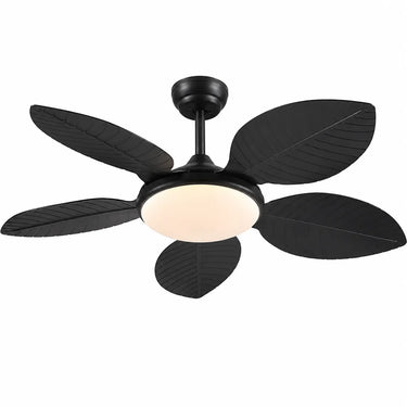 Kviflon 8916 48 inch vintage palm leaf ceiling fan with light in black finish