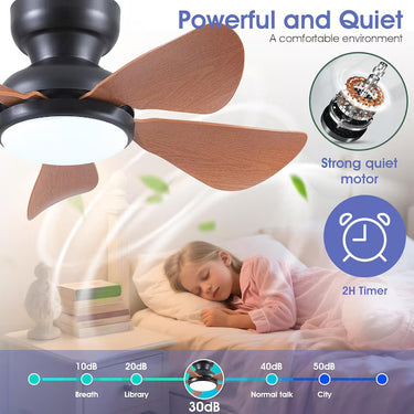 Quiet DC motor on Kviflon 8922 standard LED ceiling fan with light