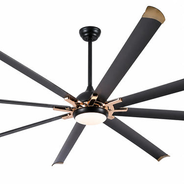 Kviflon 9001 industrial ceiling fan comparing  100 inch diameters and recommended square footage.