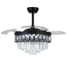 Kviflon 9018 48 inch retractable crystal ceiling fan with light in black finish