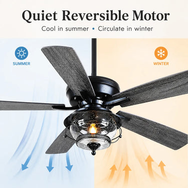 Kviflon A5012 reversible 5 blade design ceiling fan showing quite reversible motor