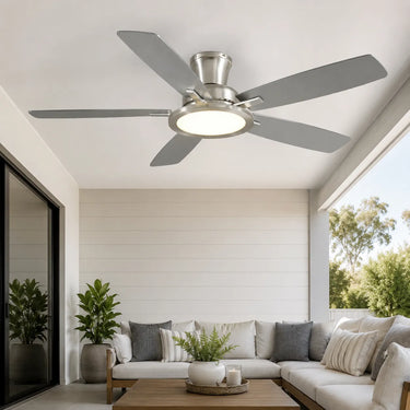 Kviflon B8240 52 inch flush mount ceiling fan with light installed in a outdoor patio