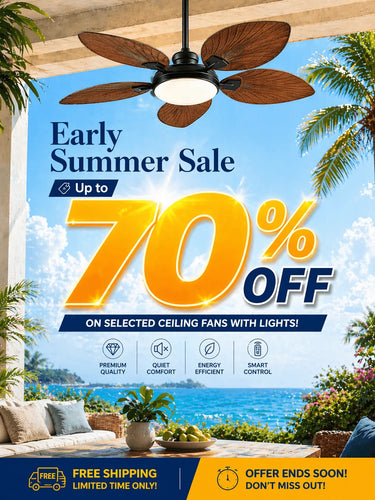 Kviflon big summer clearance sale, 70 percent discount on premium indoor and outdoor ceiling fans with lights.